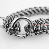 Stainless Steel Dragon Head Bracelet Silver 21.5cm