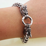 Stainless Steel Dragon Head Bracelet Silver 21.5cm