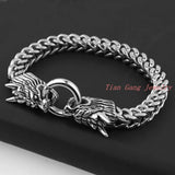 Stainless Steel Dragon Head Bracelet Silver 21.5cm