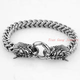 Stainless Steel Dragon Head Bracelet Silver 21.5cm