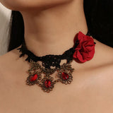 Punk Style Flower Lace Neck Chain Collar Necklace Vintage Halloween