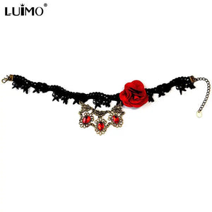 Punk Style Flower Lace Neck Chain Collar Necklace Vintage Halloween