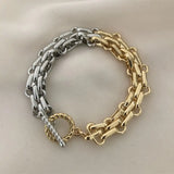 Punk Style Silver Stainless Steel Clavicle Chain Bracelet