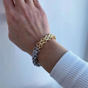 Punk Style Silver Stainless Steel Clavicle Chain Bracelet
