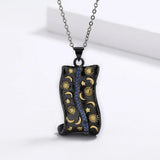 Punk Style Star Moon Pendant Necklace with Zircon Inlay