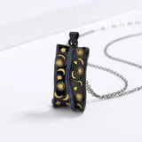 Punk Style Star Moon Pendant Necklace with Zircon Inlay
