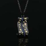 Punk Style Star Moon Pendant Necklace with Zircon Inlay