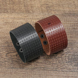 Vintage Brown Leather Bracelet Punk Style Male Wide Bangle