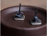 925 Sterling Silver Square Stud Earrings for Men