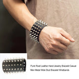 Punk Style Rivet Bracelet Leather Bangle Party Dancing Camping Hiking Jewelry