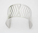 Punk Style Silver Hollow Wide Geometric Cuff Bangle Bracelet