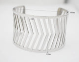 Punk Style Silver Hollow Wide Geometric Cuff Bangle Bracelet