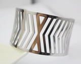 Punk Style Silver Hollow Wide Geometric Cuff Bangle Bracelet