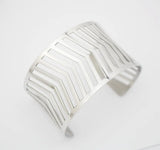 Punk Style Silver Hollow Wide Geometric Cuff Bangle Bracelet