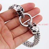 Punk Style Silver Skull Steel Bracelet Men Retro Chain Bangle Jewelry