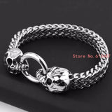 Punk Style Silver Skull Steel Bracelet Men Retro Chain Bangle Jewelry