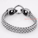 Punk Style Silver Skull Steel Bracelet Men Retro Chain Bangle Jewelry