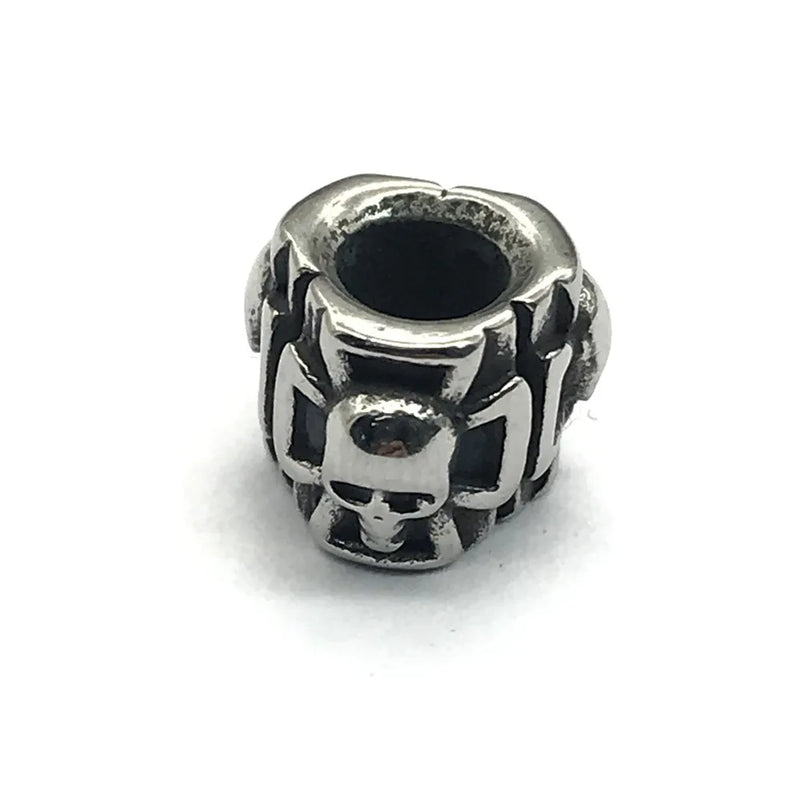 Skull Head Cross Beads 5mm Hole Stainless Steel Big Hole Beads