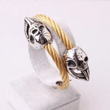 Punk Style Skull Head Cuff Charm Bracelet Stainless Steel Bangle Jewelry