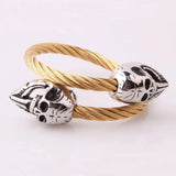 Punk Style Skull Head Cuff Charm Bracelet Stainless Steel Bangle Jewelry