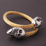 Punk Style Skull Head Cuff Charm Bracelet Stainless Steel Bangle Jewelry