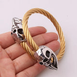 Punk Style Skull Head Cuff Charm Bracelet Stainless Steel Bangle Jewelry