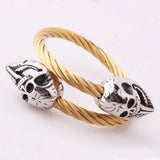Punk Style Skull Head Cuff Charm Bracelet Stainless Steel Bangle Jewelry