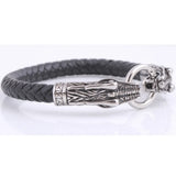 Vintage Braided Leather Bracelet with Dragon Clasp