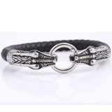 Vintage Braided Leather Bracelet with Dragon Clasp