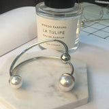 Punk Style Double Pearl Beads Cuff Bracelet for Women