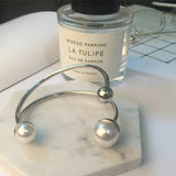 Punk Style Double Pearl Beads Cuff Bracelet for Women