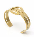 Wide Cuff Bracelet Circle Charm Buckle Stainless Steel Bangles For Women
