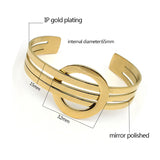 Wide Cuff Bracelet Circle Charm Buckle Stainless Steel Bangles For Women