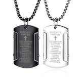 Cross Scripture Pendant Necklace Black Stainless Steel Chain