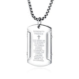 Cross Scripture Pendant Necklace Black Stainless Steel Chain