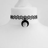 Punk Tattoo Inverted Crescent Chain Choker Witch Necklace