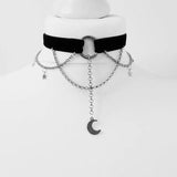Punk Tattoo Inverted Crescent Chain Choker Witch Necklace