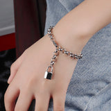 Punk Thick Chain Bracelet Heart Pendant Stainless Steel Charm Bracelet