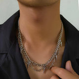 Punk Thick Chain with Spike Pendant Necklace Men Hip Hop Choker