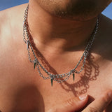 Punk Thick Chain with Spike Pendant Necklace Men Hip Hop Choker