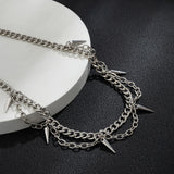 Punk Thick Chain with Spike Pendant Necklace Men Hip Hop Choker