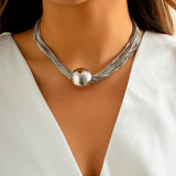 Punk Thick Chains Ball Pendant Necklace Hip Hop Choker Jewelry