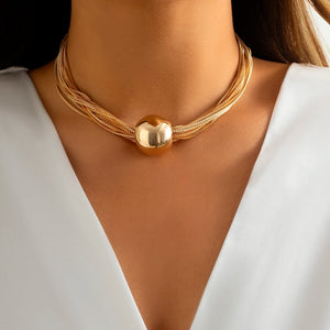 Punk Thick Chains Ball Pendant Necklace Hip Hop Choker Jewelry