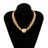 Punk Thick Chains Ball Pendant Necklace Hip Hop Choker Jewelry