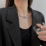 Heart Pendant Thick Chain Choker Necklace Punk Retro Silver Metal Jewelry