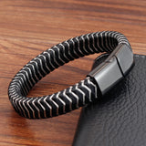 Punk Metal Weaving Bracelet Stainless Steel Twining Classic Style