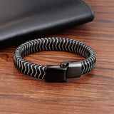 Punk Metal Weaving Bracelet Stainless Steel Twining Classic Style