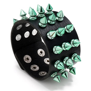 Punk Three-Row Rivet Bracelet Hip-Hop Rock Men Women Street Bangle