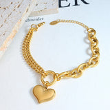 Punk Cuban Chain Heart Bracelet Titanium Steel 18K Plated