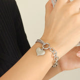 Punk Cuban Chain Heart Bracelet Titanium Steel 18K Plated